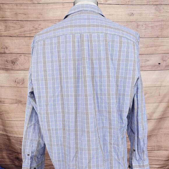 TASSO ELBA LONG SLEEVE BLUE CHECK BUTTON DOWN SHIRT MENS SIZE XL - Picture 4 of 7